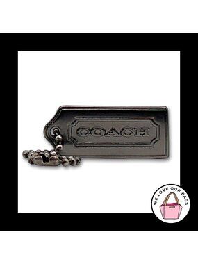 NEW Rare VINTAGE COACH Thick Gunmetal Gray Metal Fob Bag Charm Keychain Hang Tag